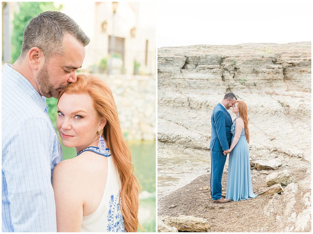 couple at adriatica village mckinney texas red hair bride blue dress rockledge park grapevine blue dress