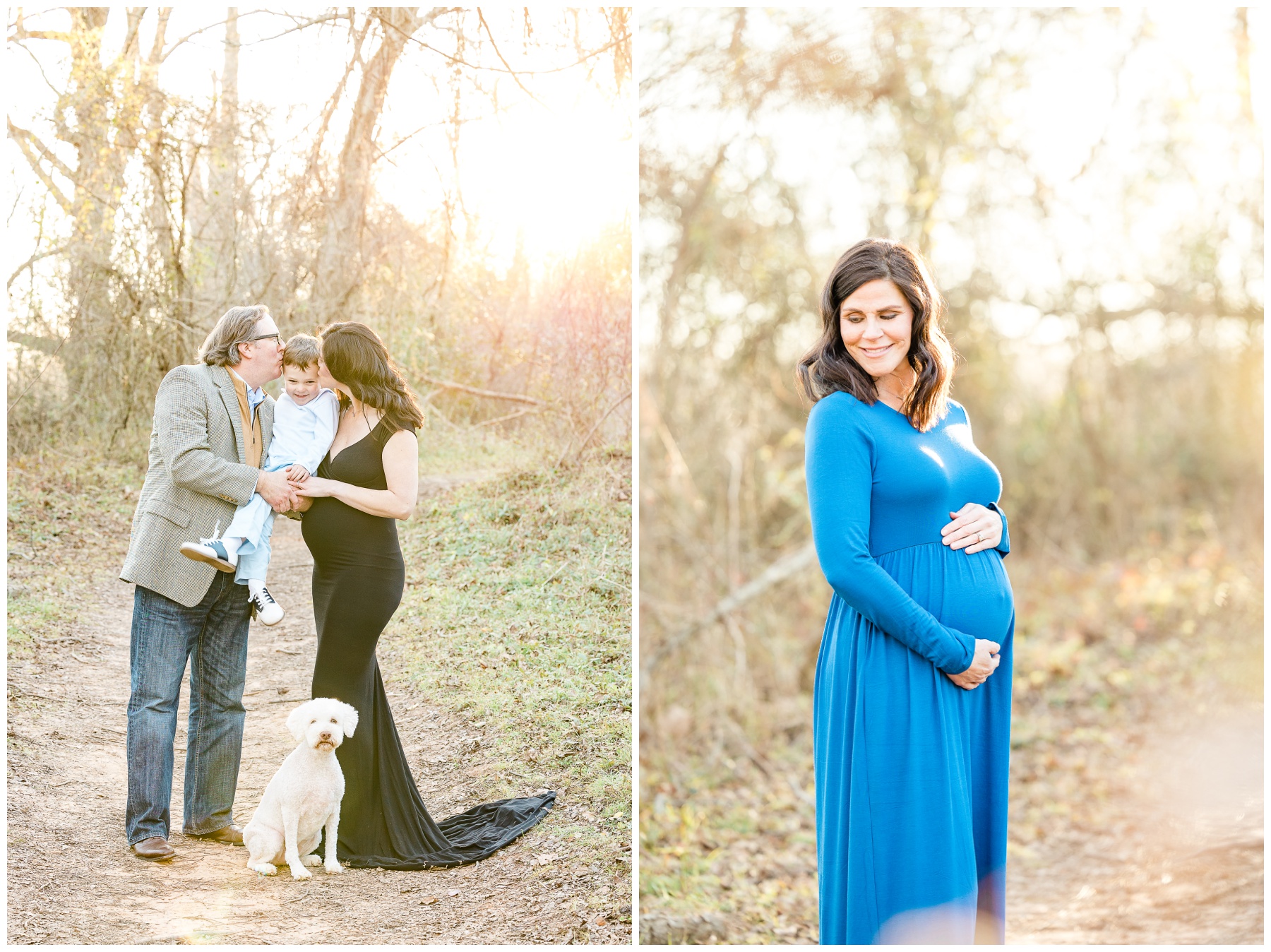 maternity portraits for mom with family and dog at Red River National Heritage Center