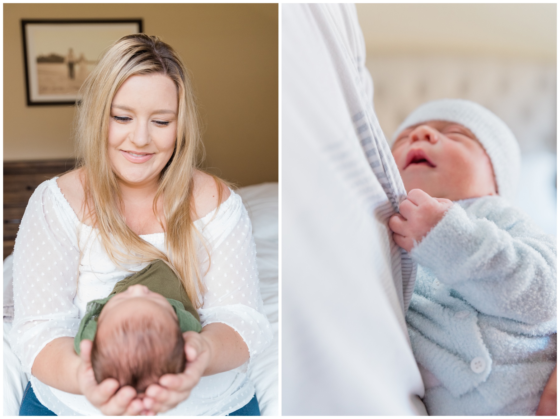 Frisco lifestyle newborn session for baby boy and new mom