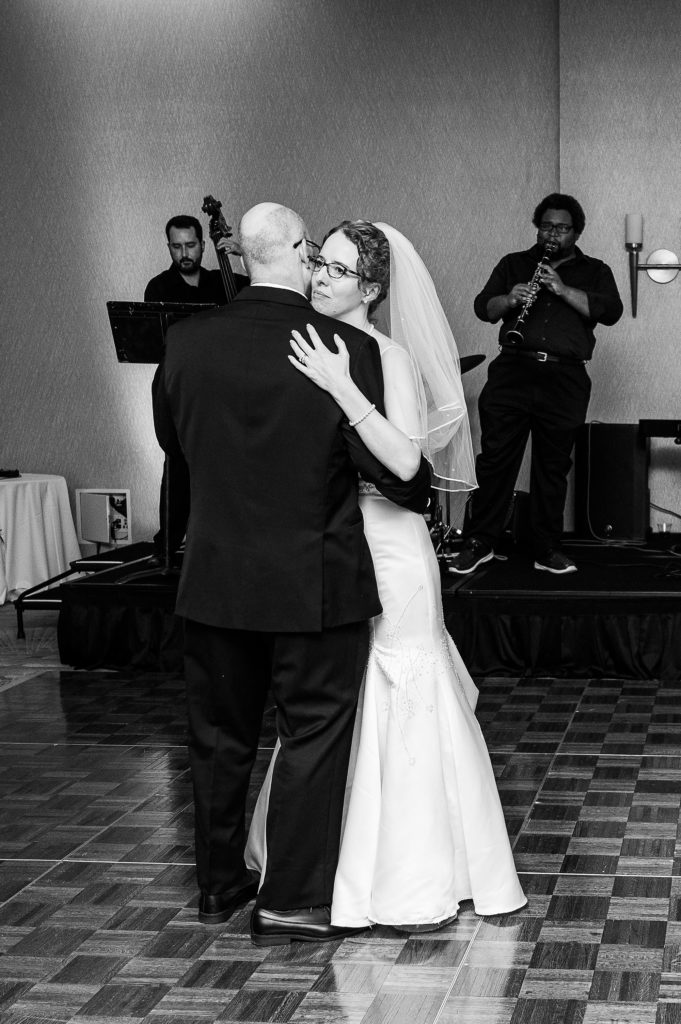 bride and groom dance at Dallas Addison Marriott