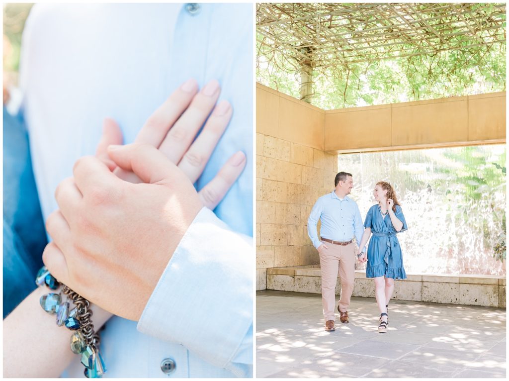 engaged couple at Dallas Arboretum at Lay Family Garden