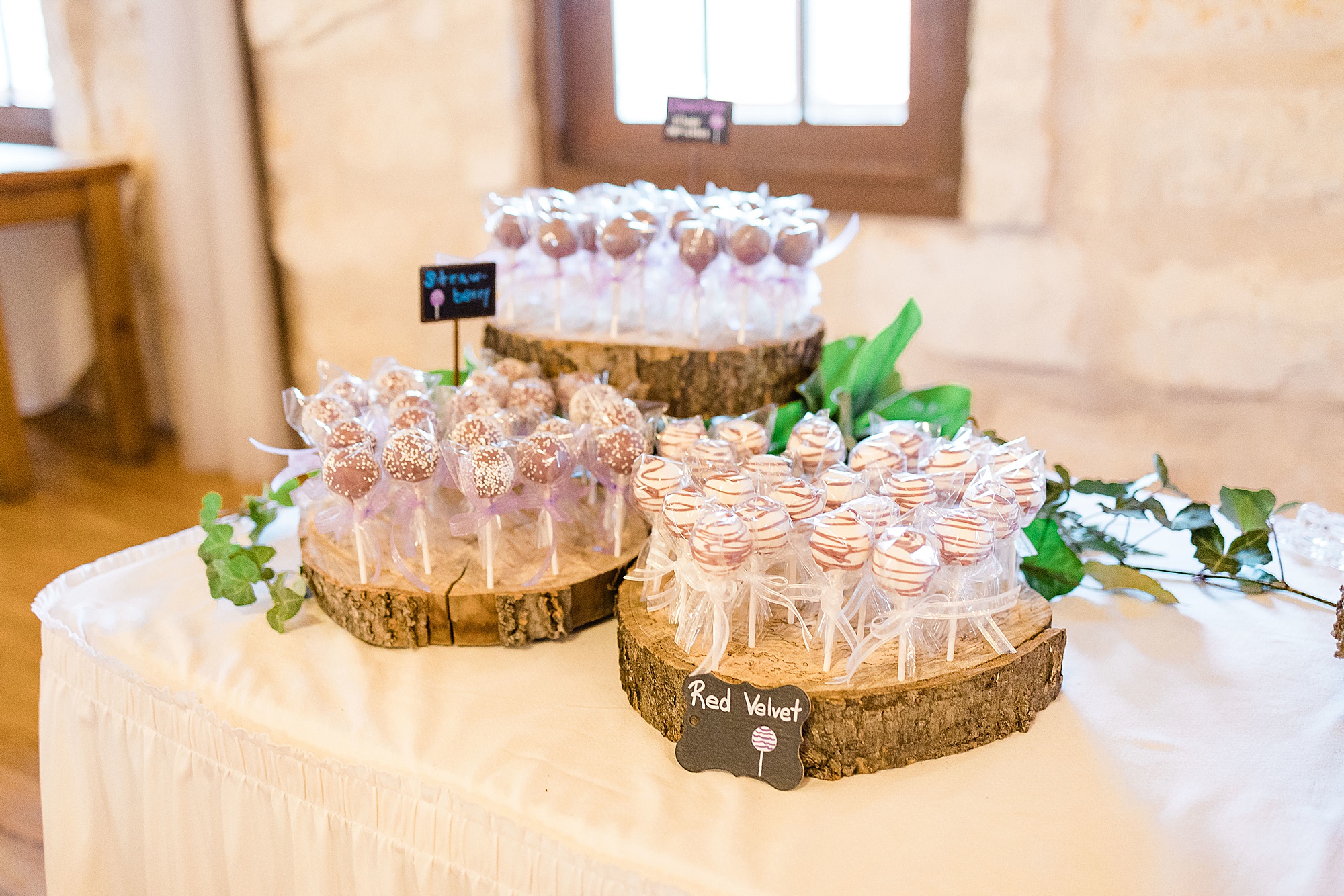 cake pop display for Stone Hall at the Springs wedding reception