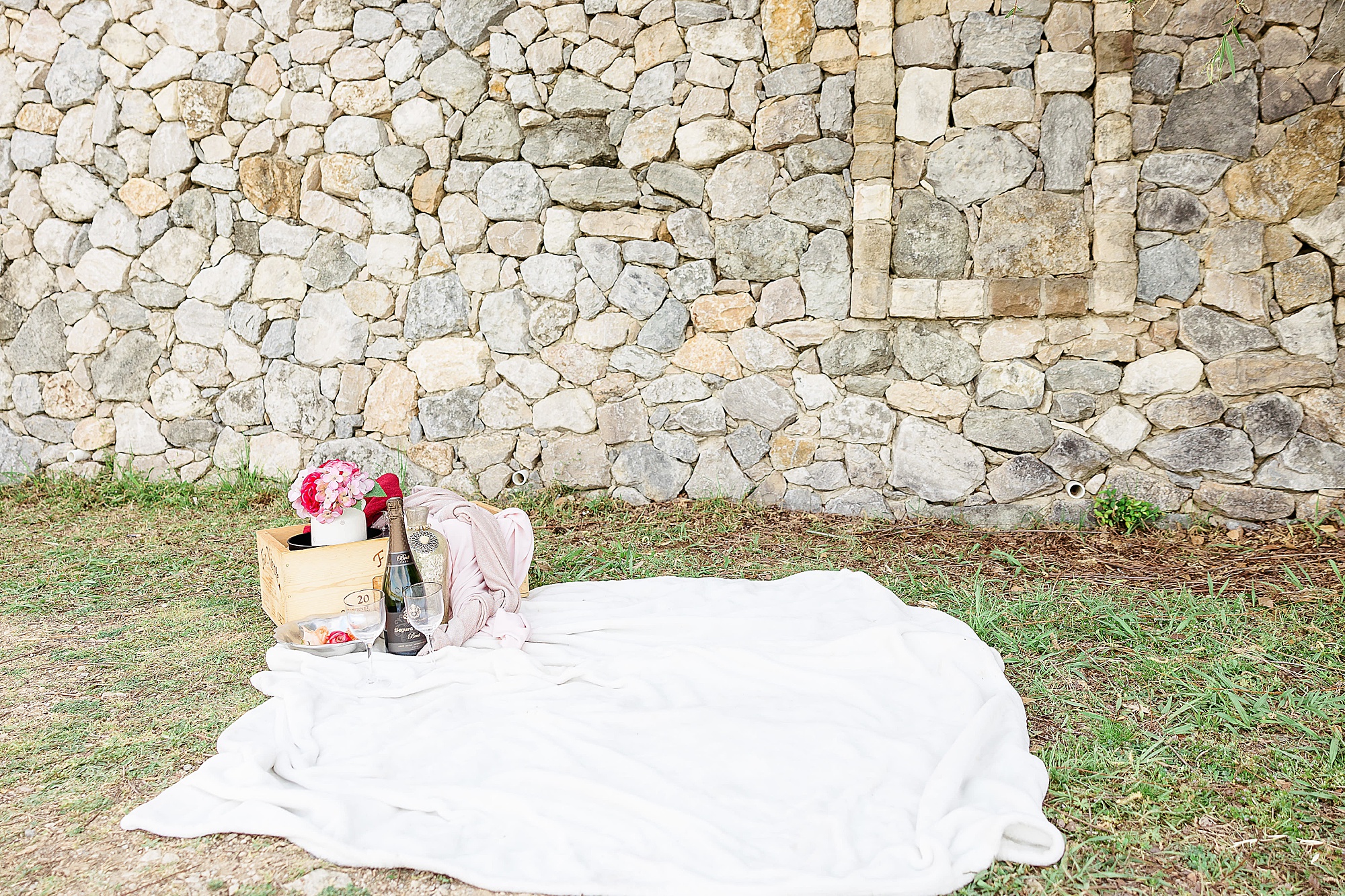 picnic setup for engaged couple in Texas