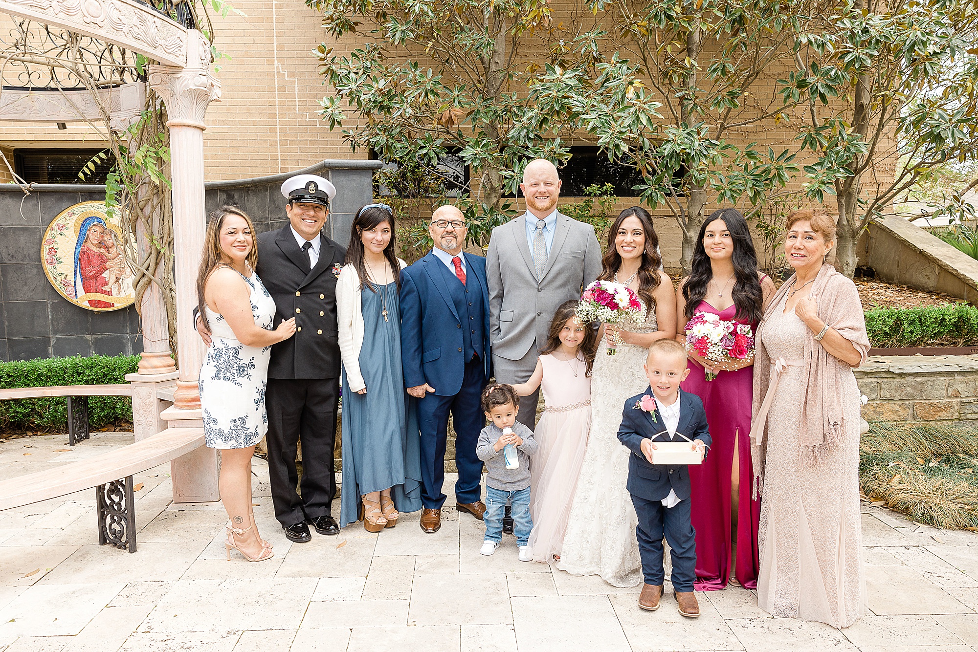 family portraits during Plano TX wedding day