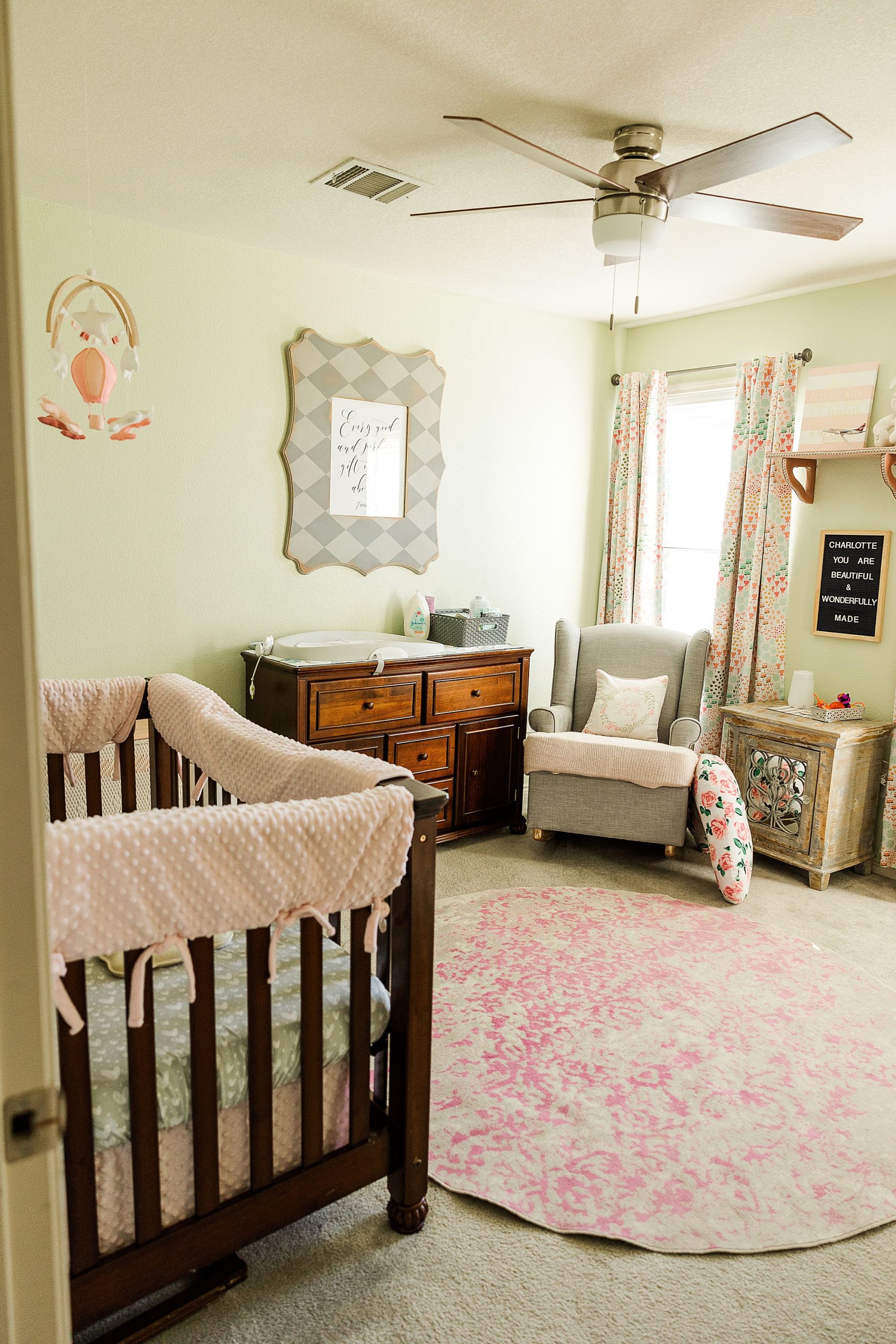 nursery for baby girl during Krum lifestyle newborn session
